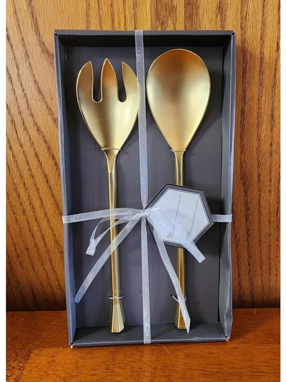 Macy's Thirstystone Gold-tone Finish Zinc Alloy 2 Piece Salad Server Set NEW A5